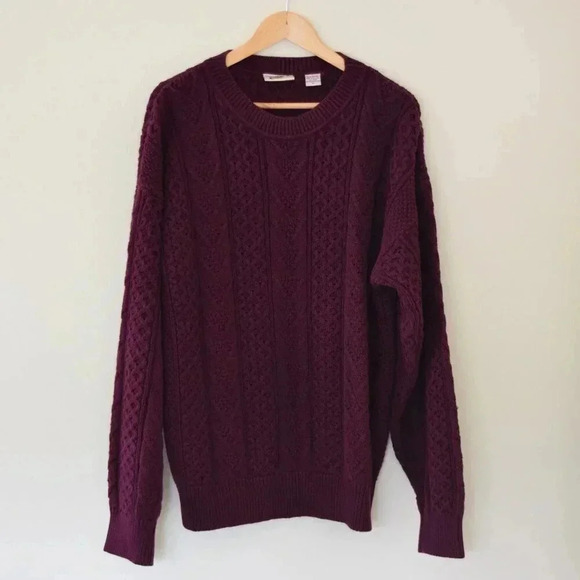 FIELD GEAR Vintage 100% Cotton Knitted Pullover Sweater in Dark Purple Size XL - Picture 1 of 4